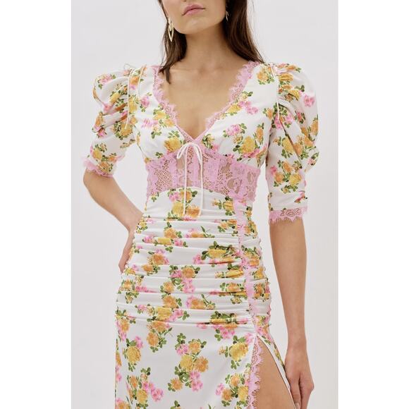 NWT For Love and Lemons Emma Midi Dress - Marigold - Picture 3 of 8